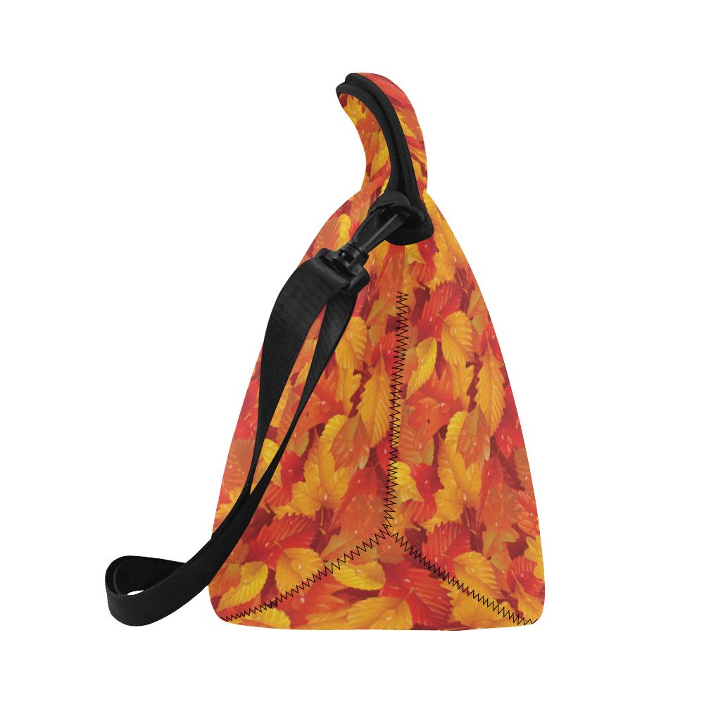Elm Leave Autum Print Pattern Neoprene Lunch Bag (Model 1669)(Large)-JTAMIGO.COM