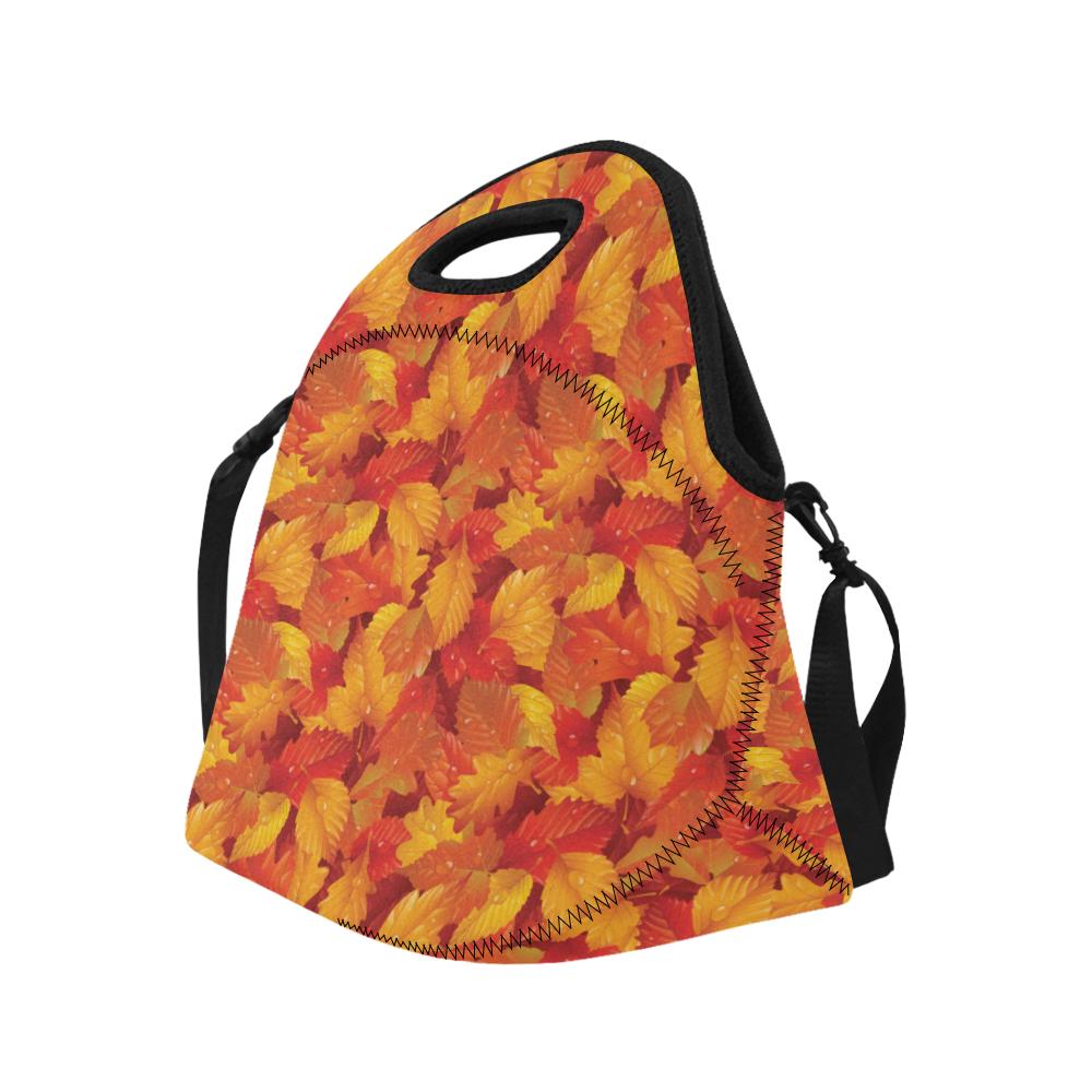 Elm Leave Autum Print Pattern Neoprene Lunch Bag (Model 1669)(Large)-JTAMIGO.COM