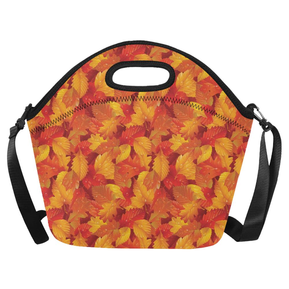 Elm Leave Autum Print Pattern Neoprene Lunch Bag (Model 1669)(Large)-JTAMIGO.COM