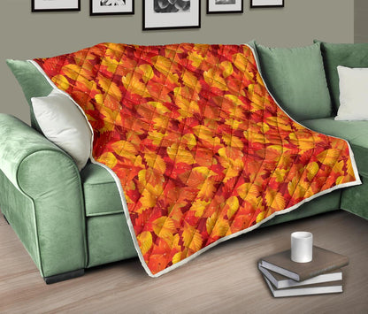 Elm Leave Autum Print Pattern Premium Quilt-JTAMIGO.COM