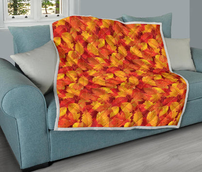 Elm Leave Autum Print Pattern Premium Quilt-JTAMIGO.COM