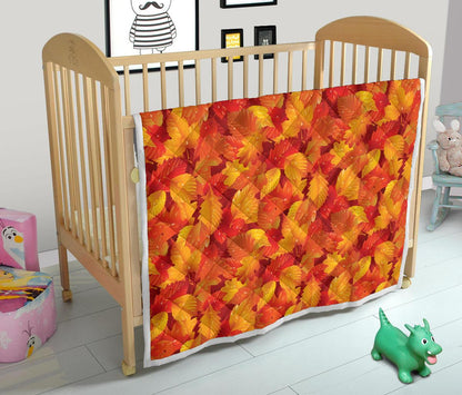 Elm Leave Autum Print Pattern Premium Quilt-JTAMIGO.COM