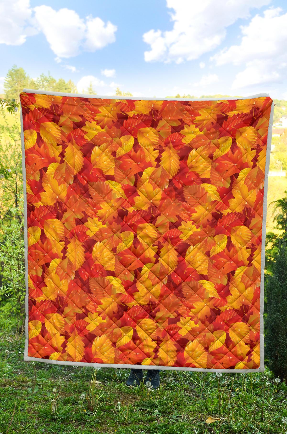 Elm Leave Autum Print Pattern Premium Quilt-JTAMIGO.COM