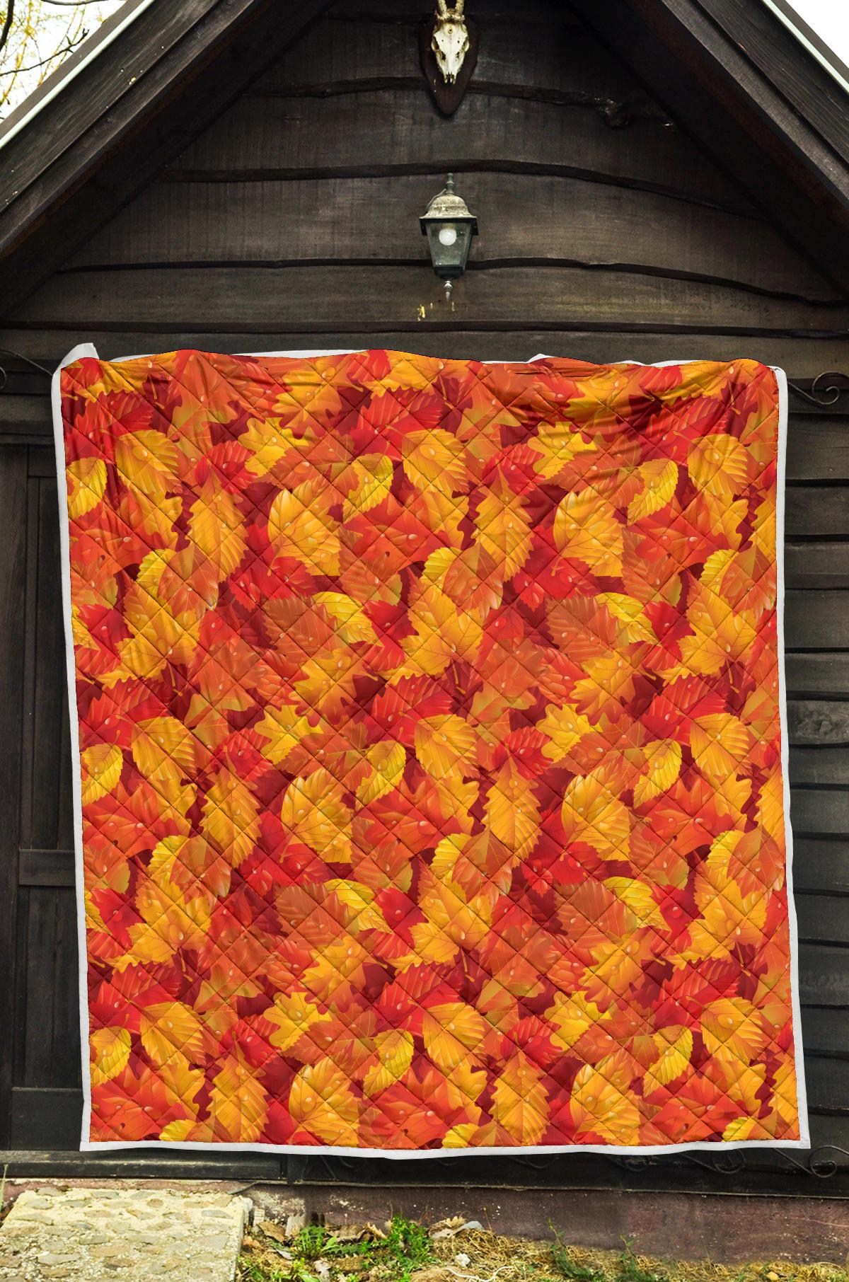 Elm Leave Autum Print Pattern Premium Quilt-JTAMIGO.COM