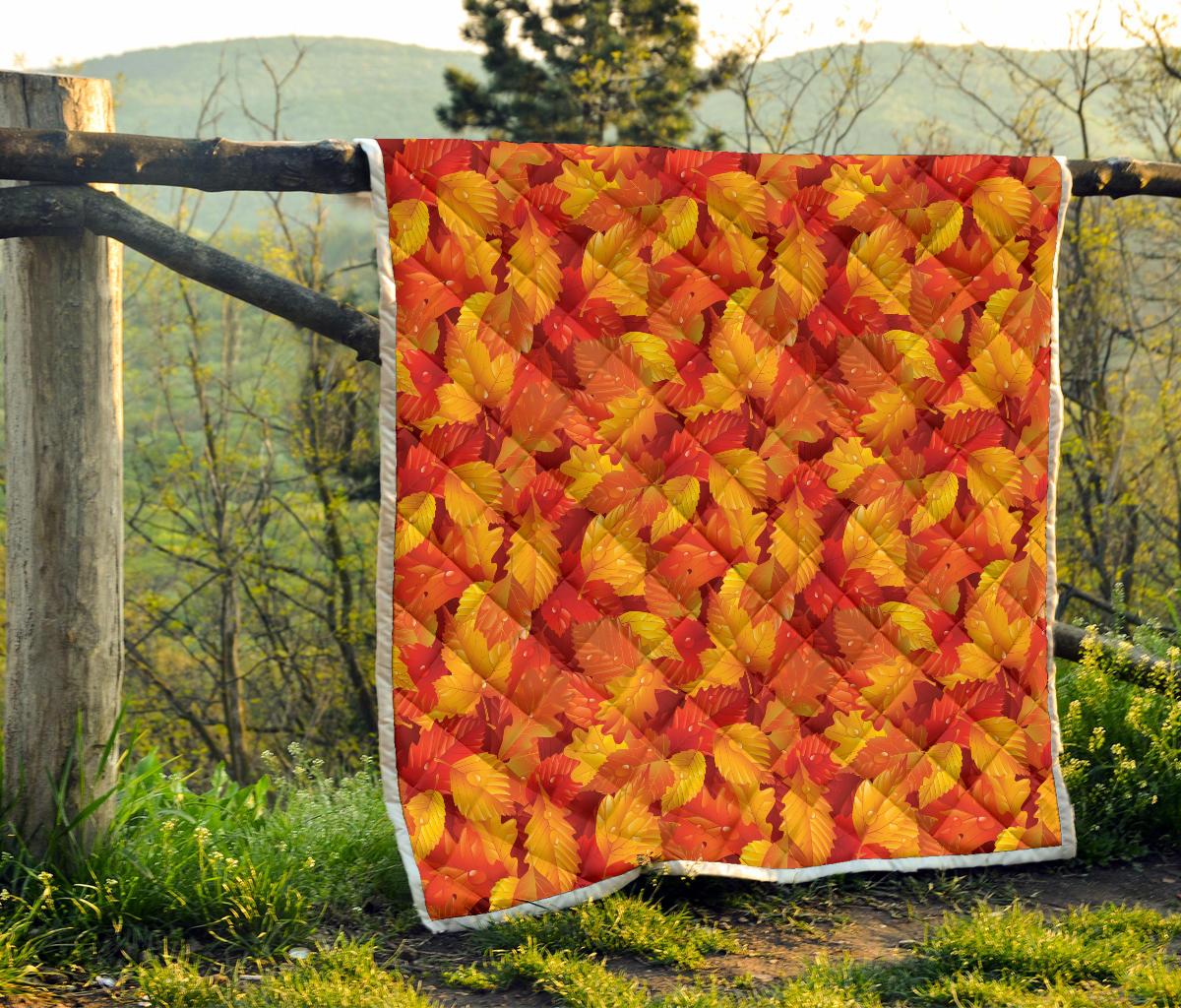 Elm Leave Autum Print Pattern Premium Quilt-JTAMIGO.COM