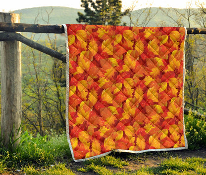Elm Leave Autum Print Pattern Premium Quilt-JTAMIGO.COM