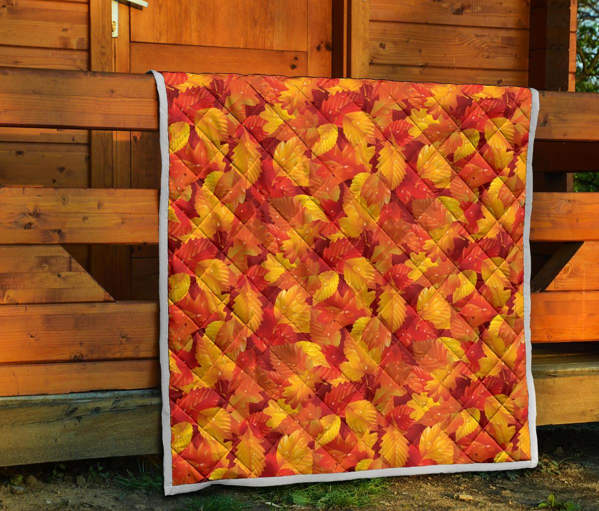 Elm Leave Autum Print Pattern Premium Quilt-JTAMIGO.COM