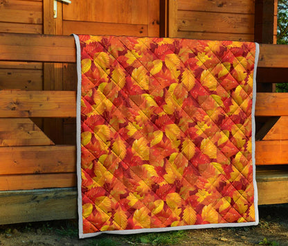Elm Leave Autum Print Pattern Premium Quilt-JTAMIGO.COM