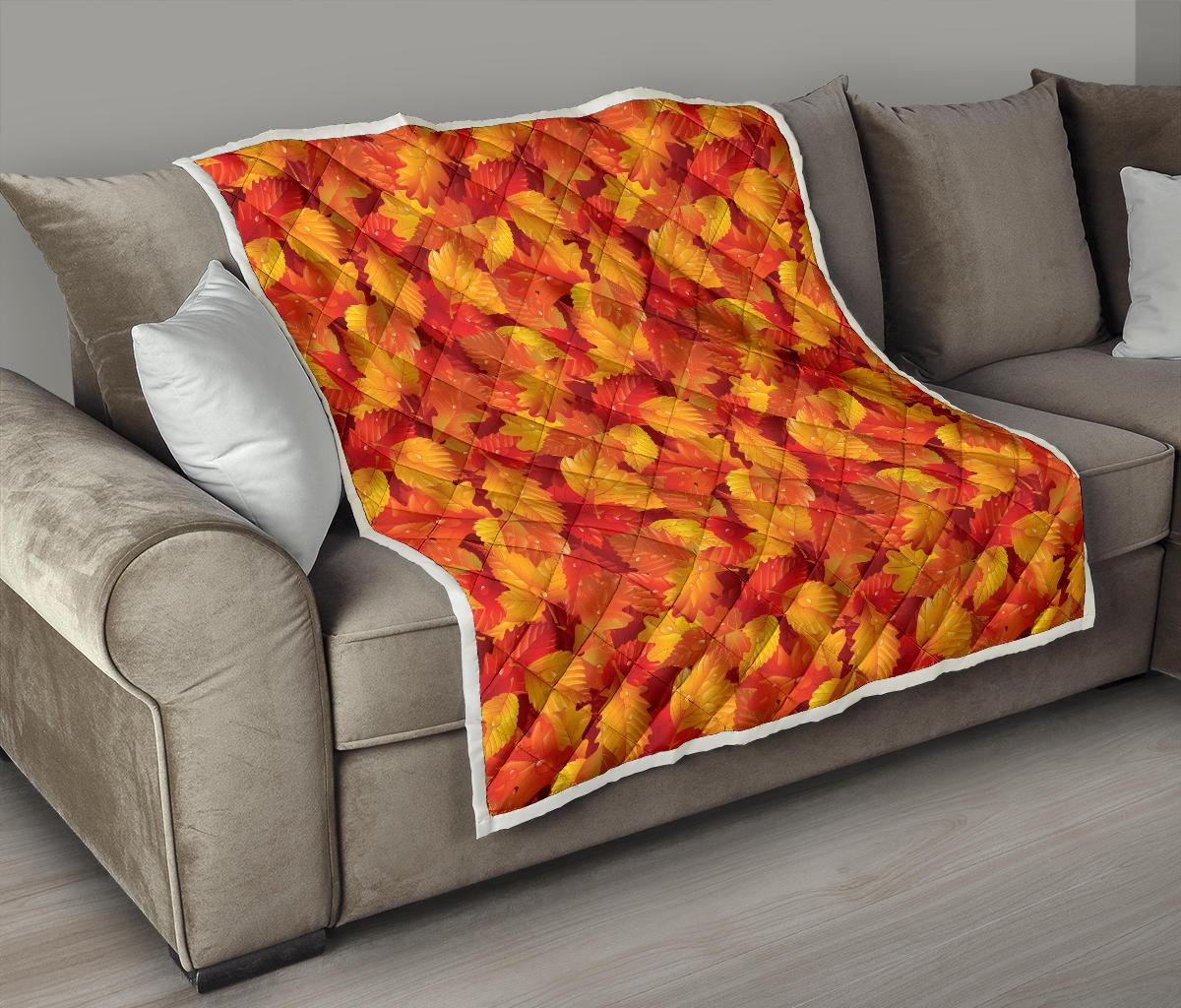 Elm Leave Autum Print Pattern Premium Quilt-JTAMIGO.COM
