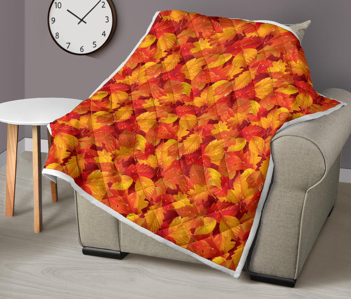 Elm Leave Autum Print Pattern Premium Quilt-JTAMIGO.COM
