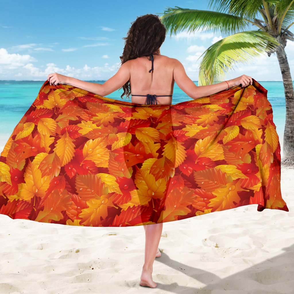 Elm Leave Autum Print Pattern Sarong Pareo Wrap