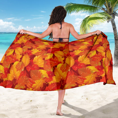Elm Leave Autum Print Pattern Sarong Pareo Wrap