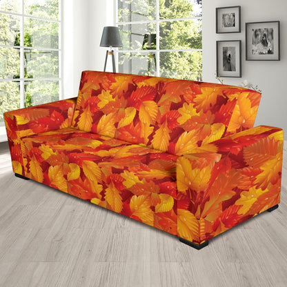Elm Leave Autum Print Pattern Sofa Slipcover-JTAMIGO.COM