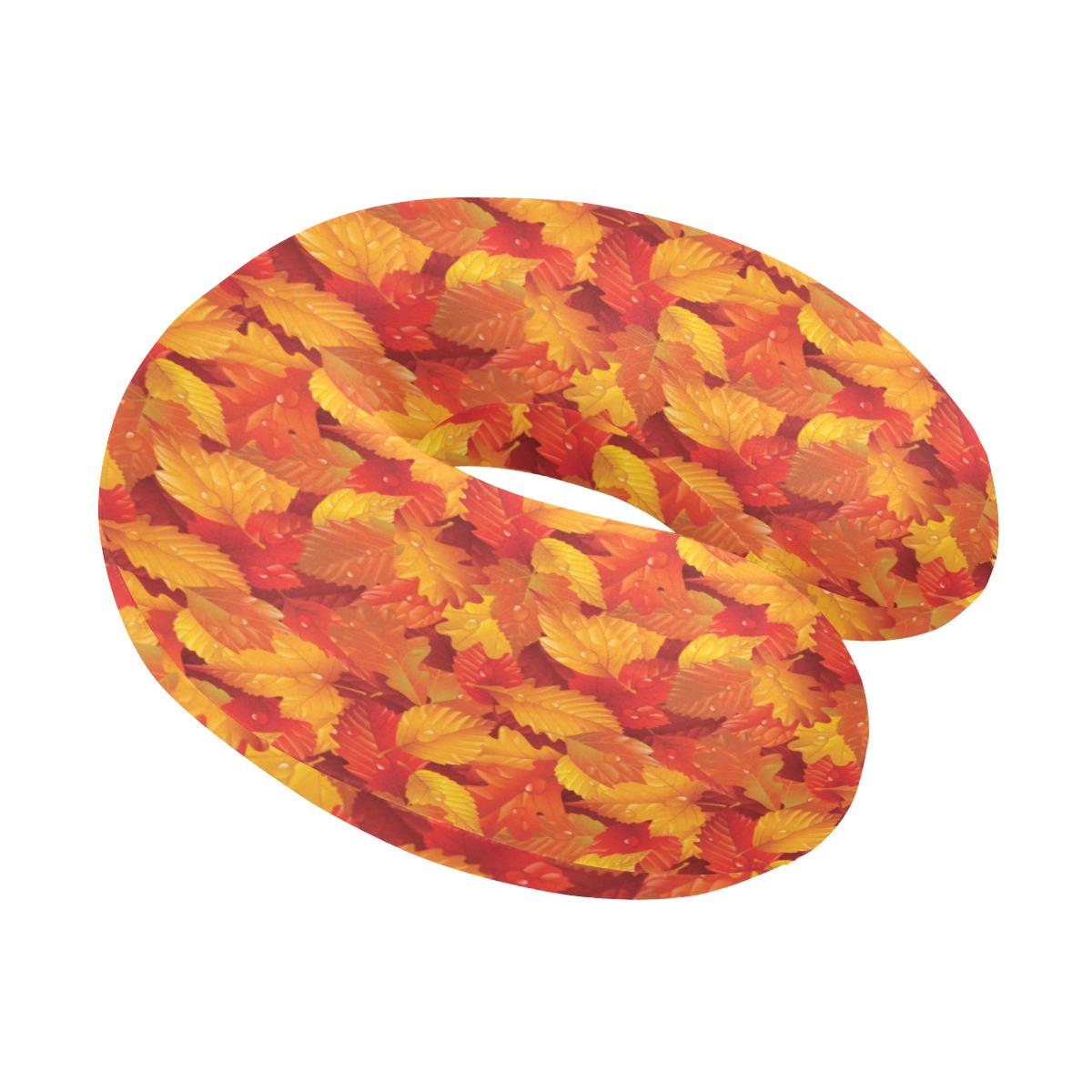 Elm Leave Autum Print Pattern U-Shaped Travel Neck Pillow-JTAMIGO.COM