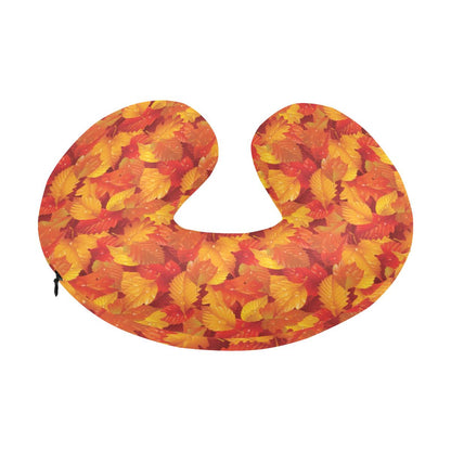 Elm Leave Autum Print Pattern U-Shaped Travel Neck Pillow-JTAMIGO.COM