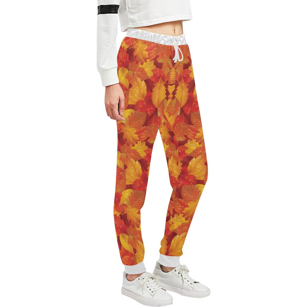 Elm Leave Autum Print Pattern Unisex Casual Sweatpants (Model L11)-JTAMIGO.COM