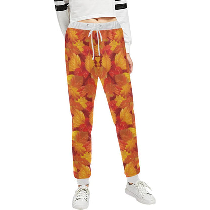 Elm Leave Autum Print Pattern Unisex Casual Sweatpants (Model L11)-JTAMIGO.COM