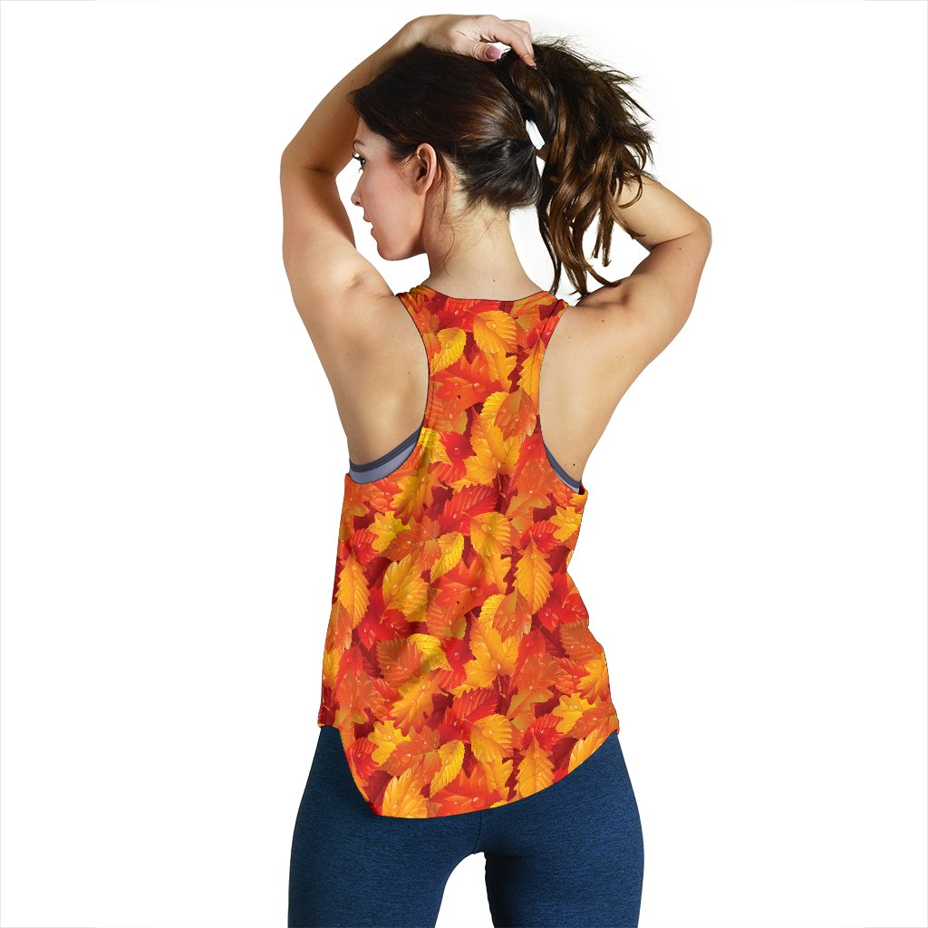Elm Leave Autum Print Pattern Women Racerback Tank Top