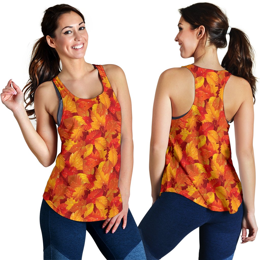 Elm Leave Autum Print Pattern Women Racerback Tank Top