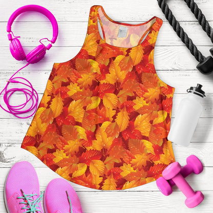 Elm Leave Autum Print Pattern Women Racerback Tank Top