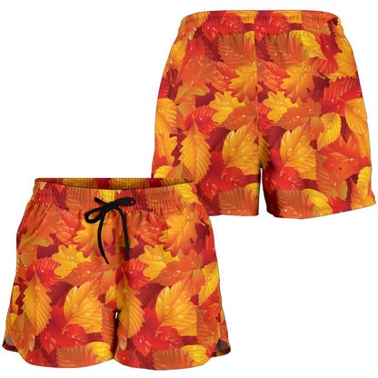 Elm Leave Autum Print Pattern Women Shorts-JTAMIGO.COM