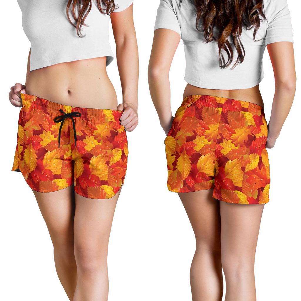Elm Leave Autum Print Pattern Women Shorts-JTAMIGO.COM