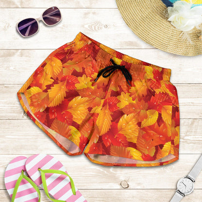 Elm Leave Autum Print Pattern Women Shorts-JTAMIGO.COM