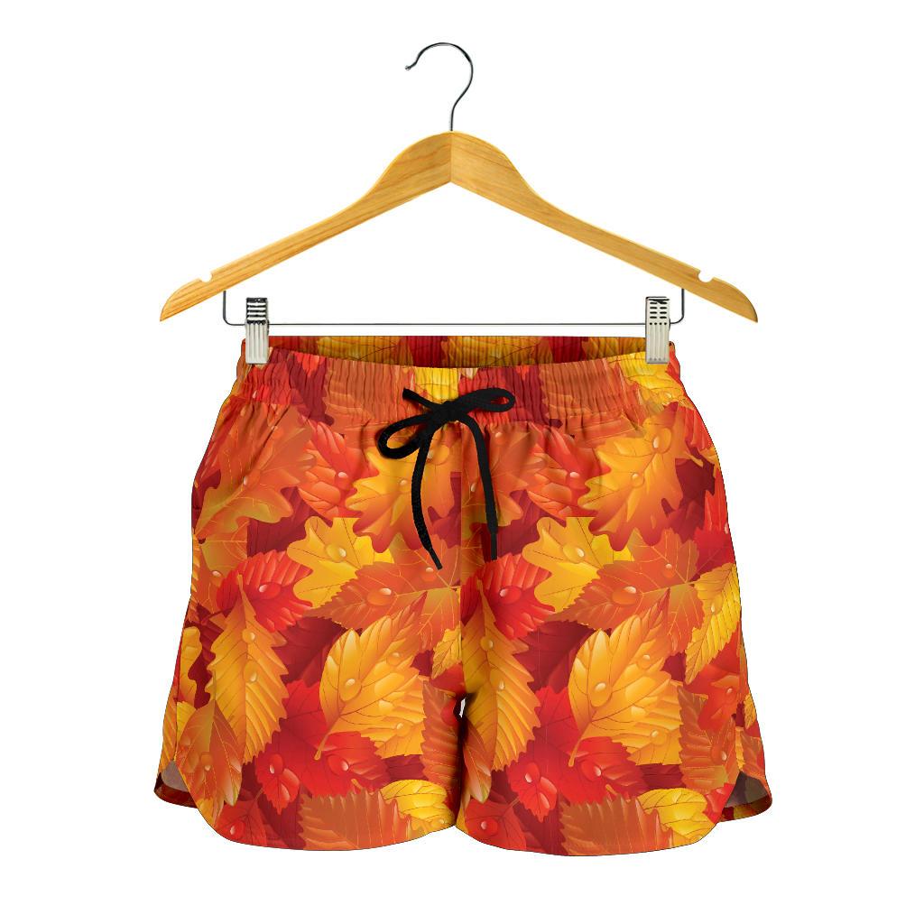Elm Leave Autum Print Pattern Women Shorts-JTAMIGO.COM