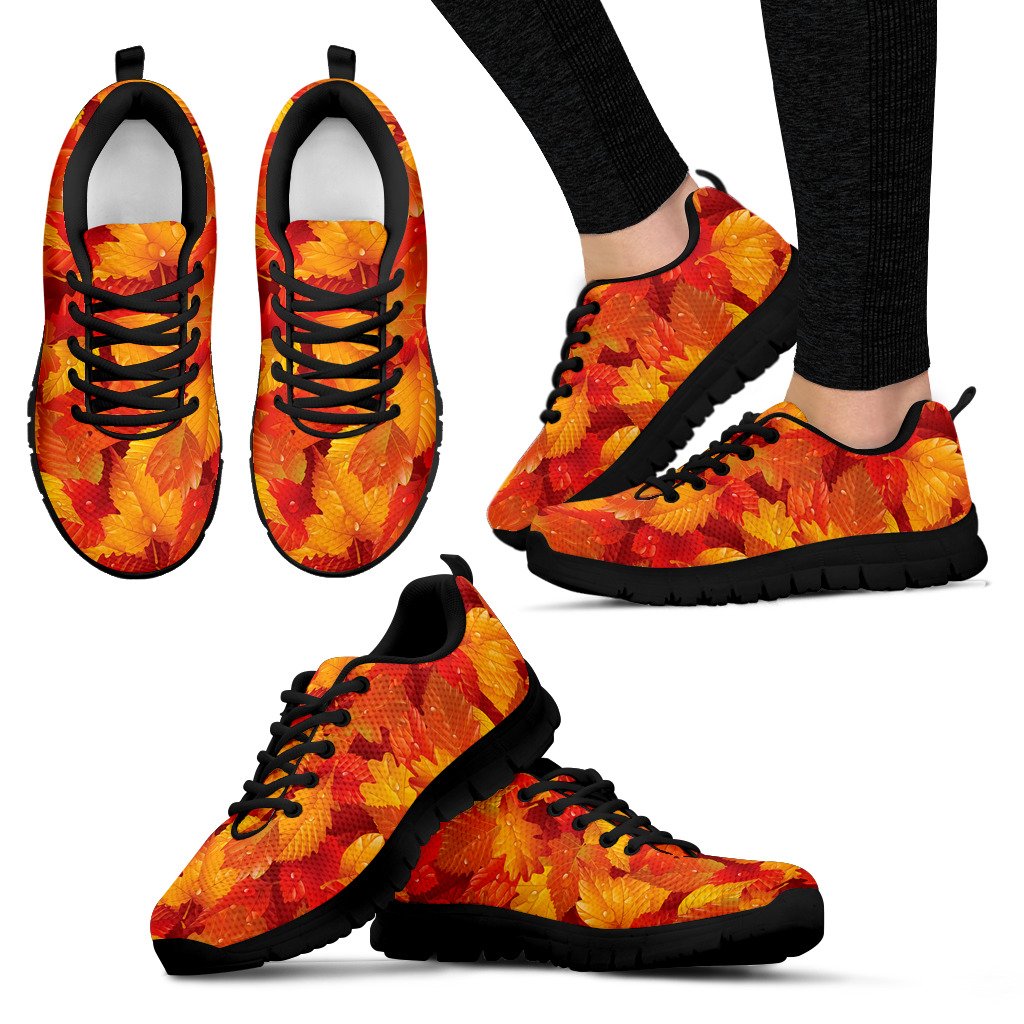 Elm Leave Autum Print Pattern Women Sneakers Shoes