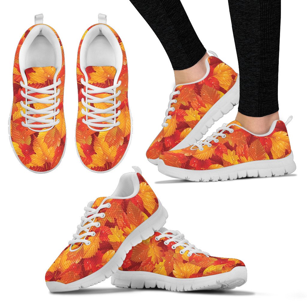 Elm Leave Autum Print Pattern Women Sneakers Shoes
