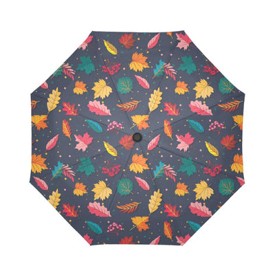 Elm Leave Colorful Print Pattern Automatic Foldable Umbrella