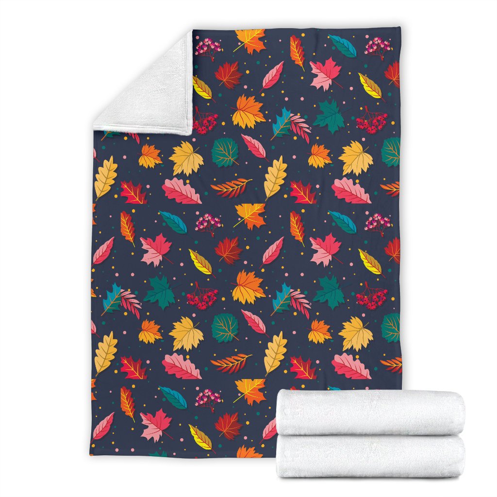 Elm Leave Colorful Print Pattern Fleece Blanket