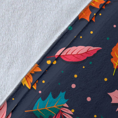 Elm Leave Colorful Print Pattern Fleece Blanket