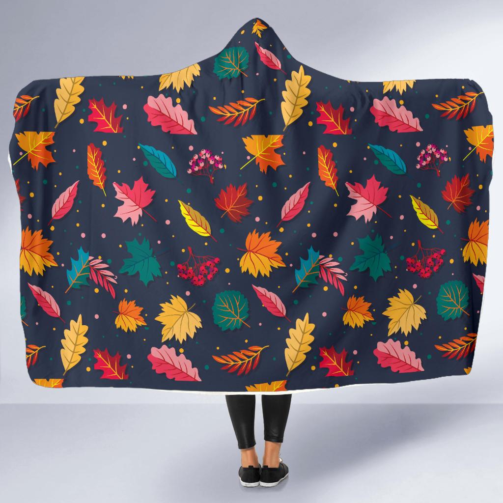 Elm Leave Colorful Print Pattern Hooded Blanket-JTAMIGO.COM