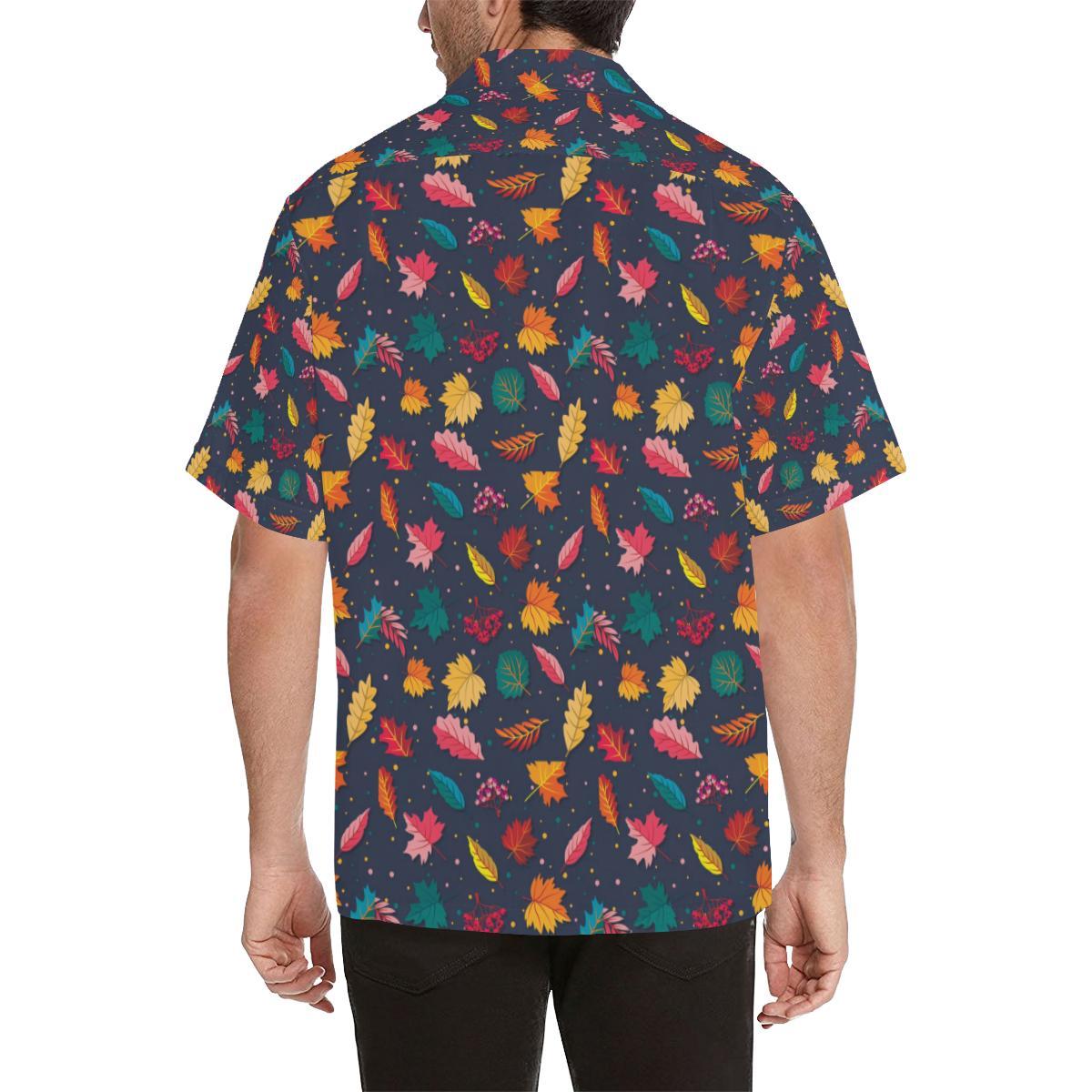 Elm Leave Colorful Print Pattern Men Aloha Hawaiian Shirt