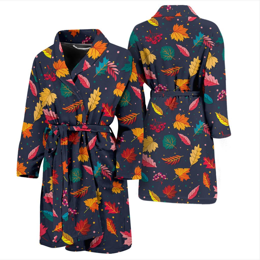 Elm Leave Colorful Print Pattern Men Bath Robe-JTAMIGO.COM