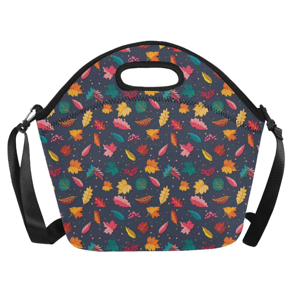 Elm Leave Colorful Print Pattern Neoprene Lunch Bag (Model 1669)(Large)-JTAMIGO.COM