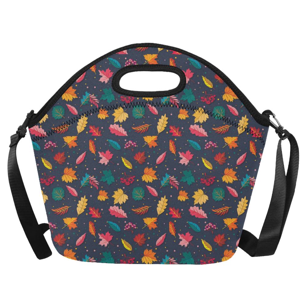 Elm Leave Colorful Print Pattern Neoprene Lunch Bag (Model 1669)(Large)-JTAMIGO.COM