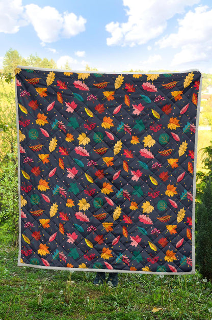 Elm Leave Colorful Print Pattern Premium Quilt-JTAMIGO.COM