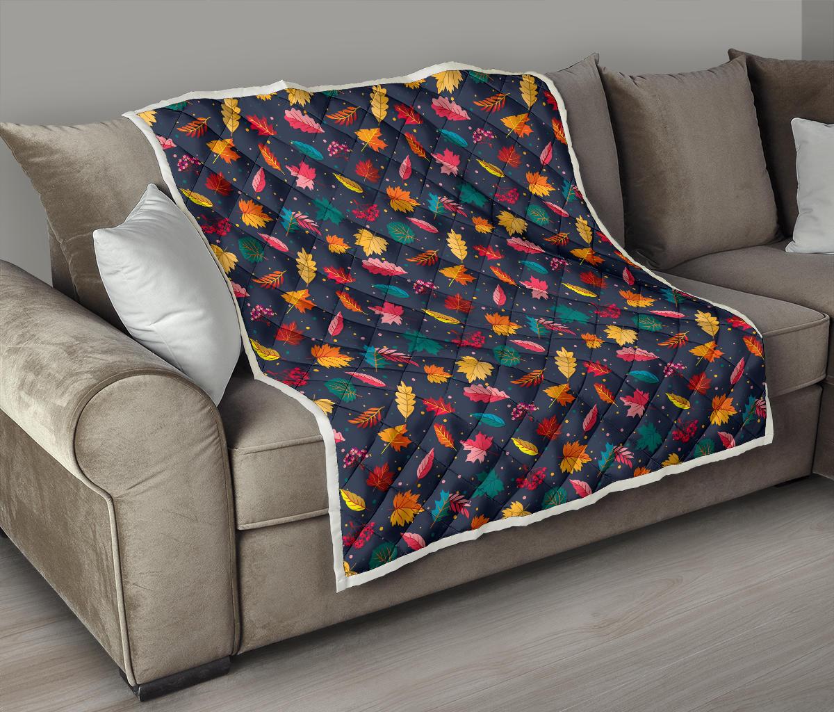Elm Leave Colorful Print Pattern Premium Quilt-JTAMIGO.COM