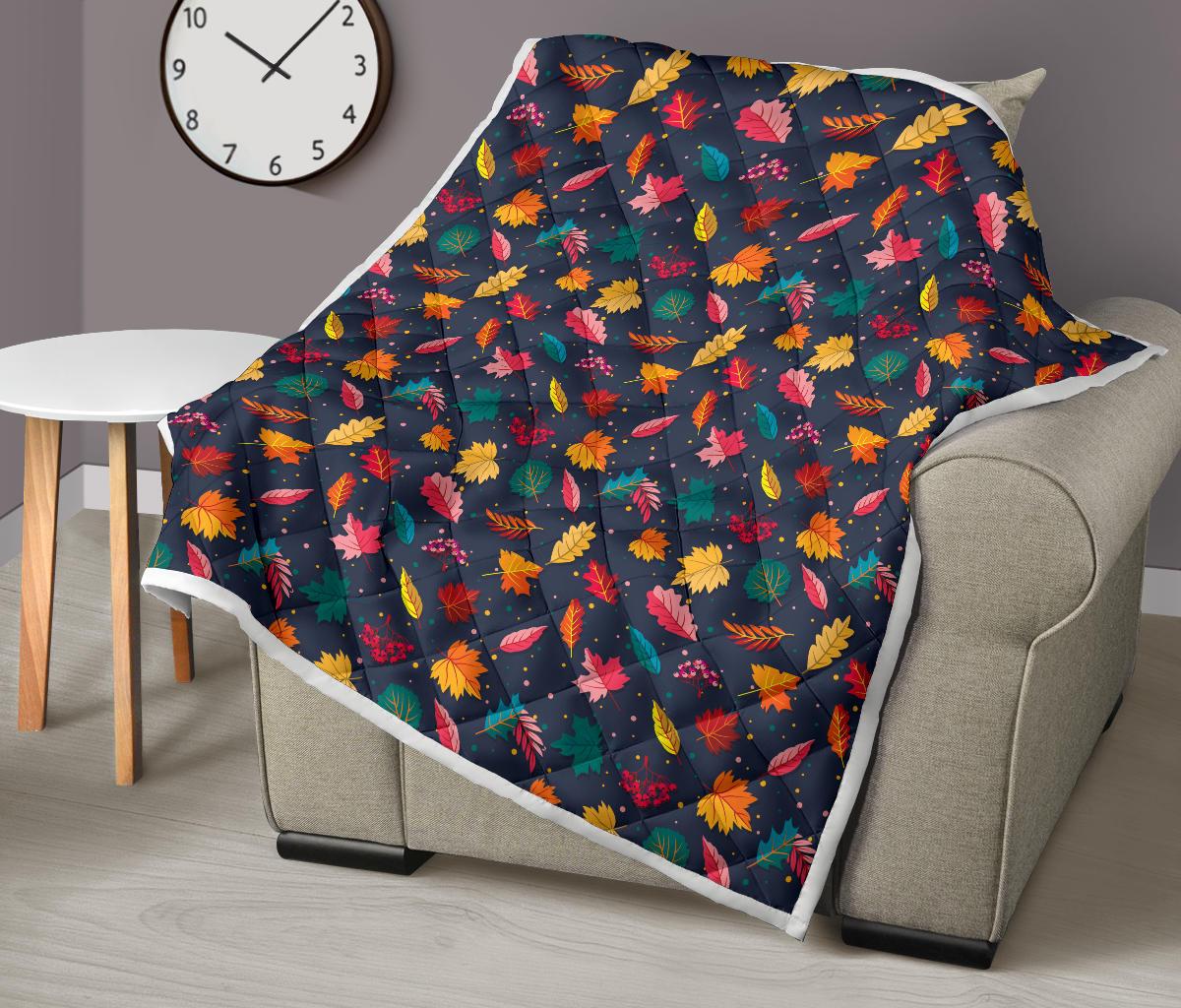 Elm Leave Colorful Print Pattern Premium Quilt-JTAMIGO.COM