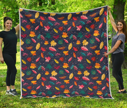 Elm Leave Colorful Print Pattern Premium Quilt-JTAMIGO.COM