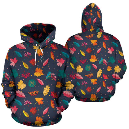 Elm Leave Colorful Print Pattern Pullover Hoodie