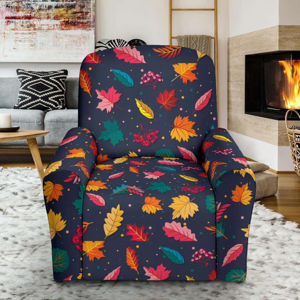 Elm Leave Colorful Print Pattern Single Sofa Slipcover -JTAMIGO.COM