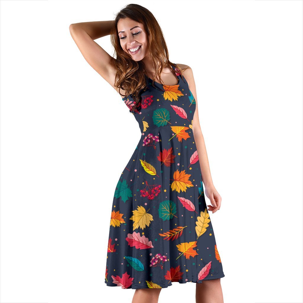 Elm Leave Colorful Print Pattern Sleeveless Dress