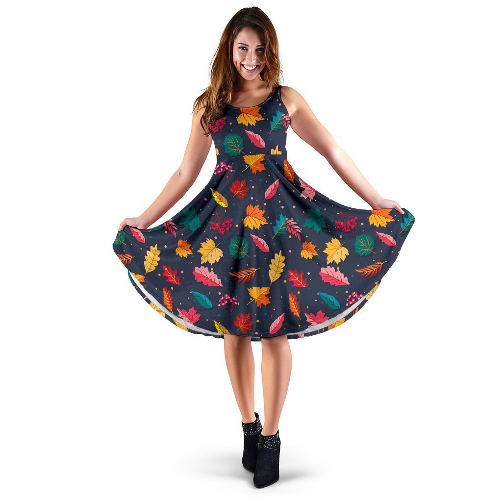 Elm Leave Colorful Print Pattern Sleeveless Dress
