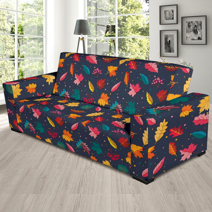 Elm Leave Colorful Print Pattern Sofa Slipcover-JTAMIGO.COM