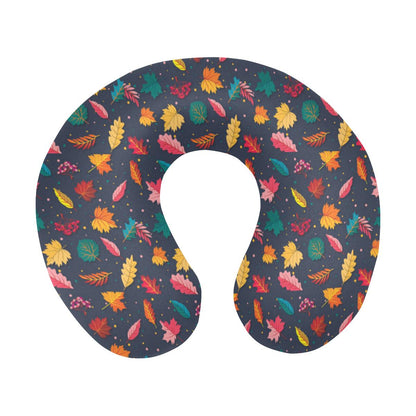 Elm Leave Colorful Print Pattern U-Shaped Travel Neck Pillow-JTAMIGO.COM