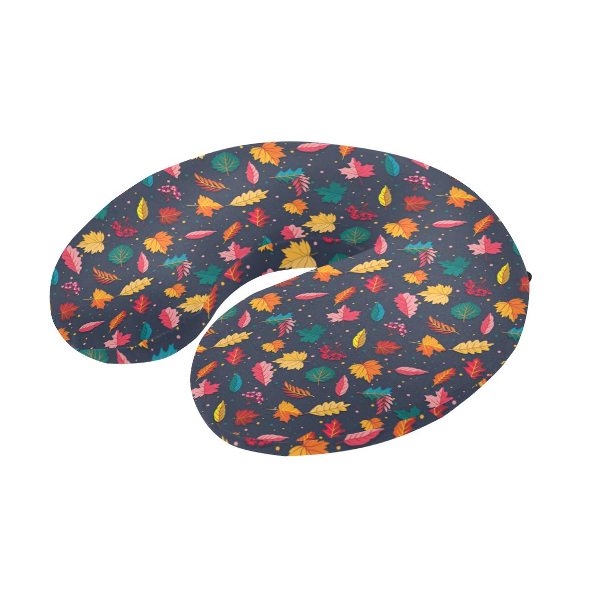 Elm Leave Colorful Print Pattern U-Shaped Travel Neck Pillow-JTAMIGO.COM