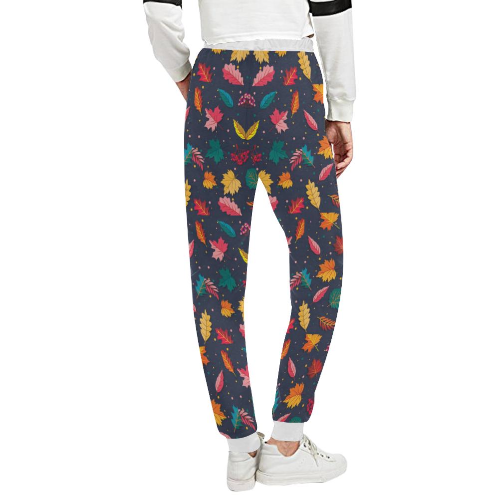 Elm Leave Colorful Print Pattern Unisex Casual Sweatpants (Model L11)-JTAMIGO.COM